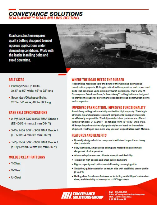 Road-Away™ Road Milling Belting Flyer